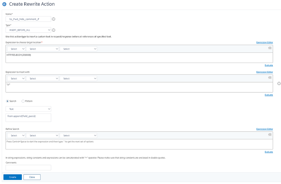 Citrix NetScaler Create Rewrite Action