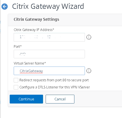 Citrix NetScaler Gateway Settings