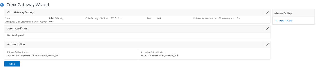 Citrix NetScaler Gateway Settings