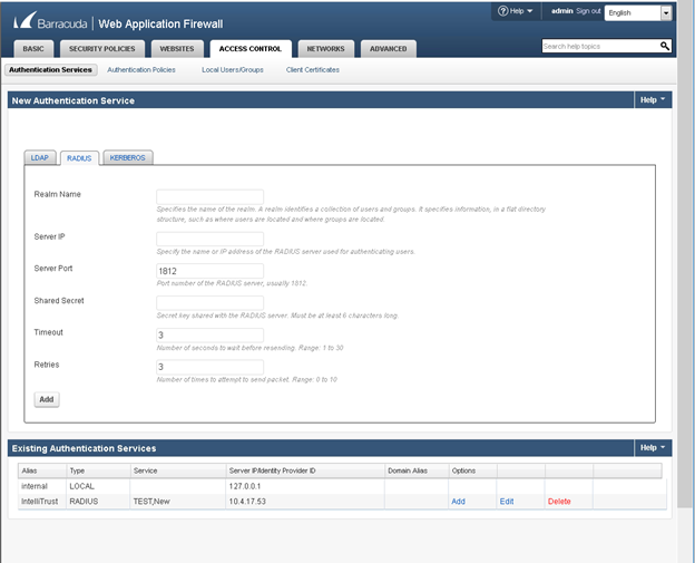 Access Control Tab