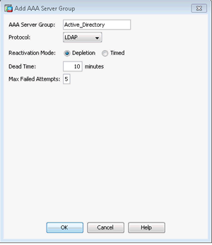 Add AAA Server Group Dialog
