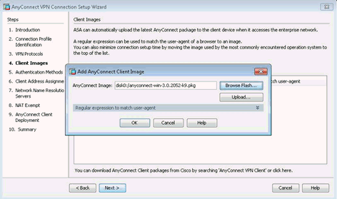Add AnyConnect Client Image Dialog
