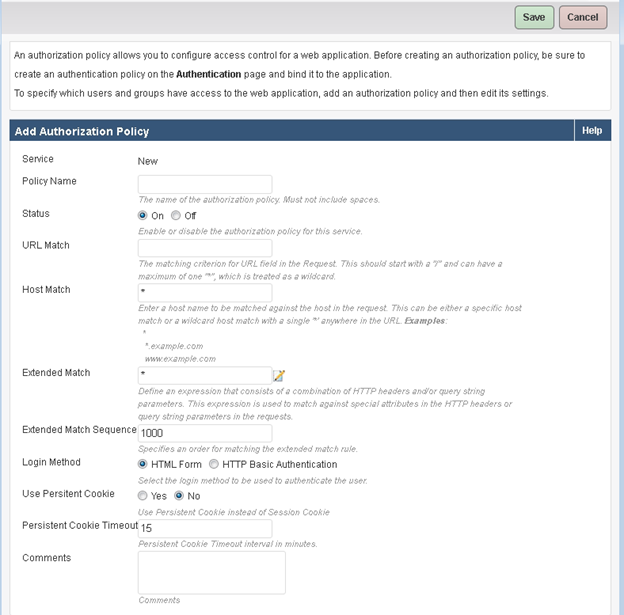 Add Authorization Policy Page