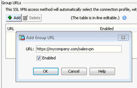 Add Group URL Dialog