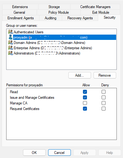 CA Permissions