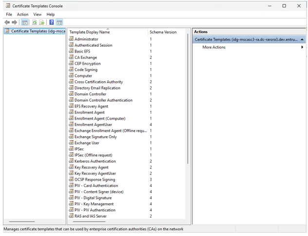 Certificate Templates Console