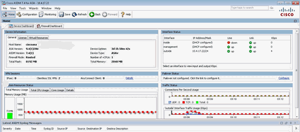 Cisco ASDM Home Page