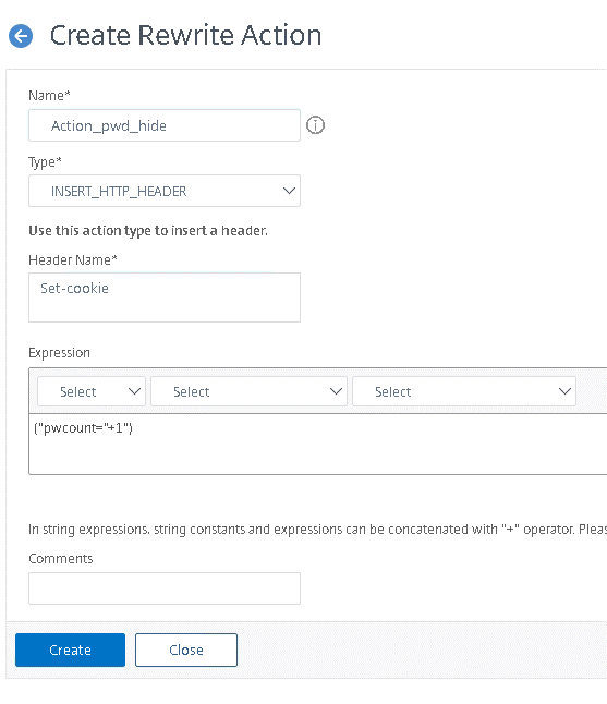Citrix NetScaler Create Rewrite Action