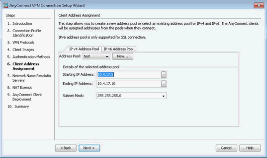 Client Address Assignment Page
