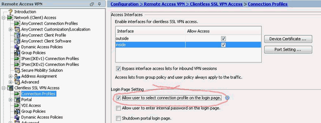 Connection Profiles Page