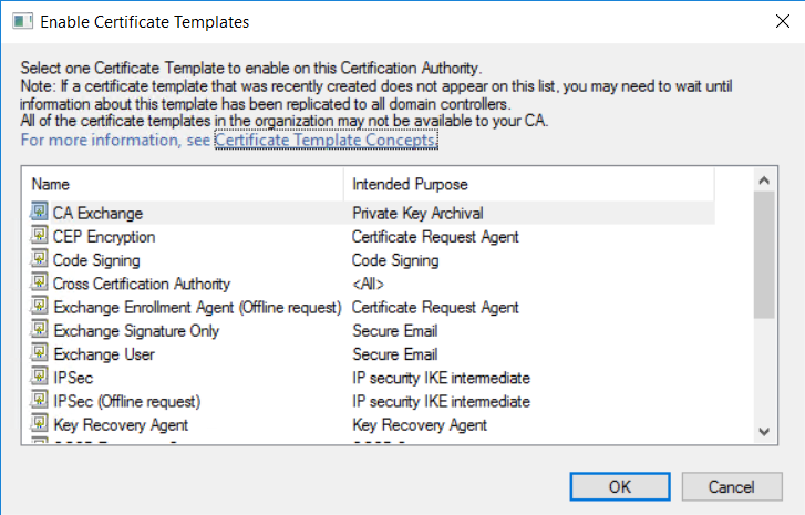 Enable Certificates Template