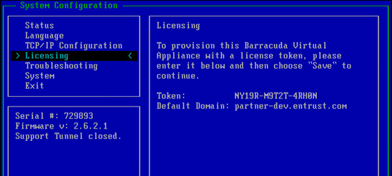 Enter License and Domain Name