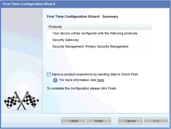 First Time Configuration Wizard Summary