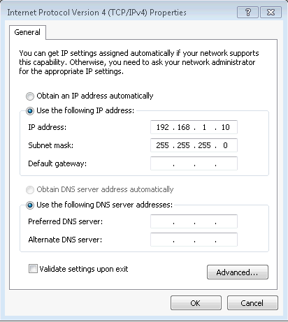 Internet Protocol Version 4 (TCP/IPv4) Properties Page