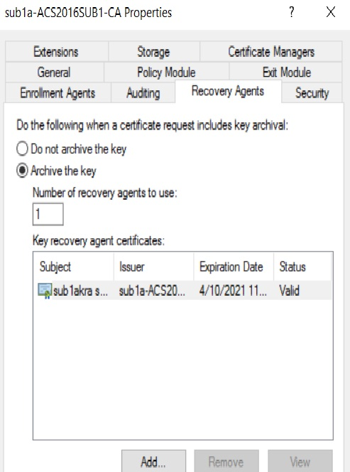 Recovery Key Agent Selection