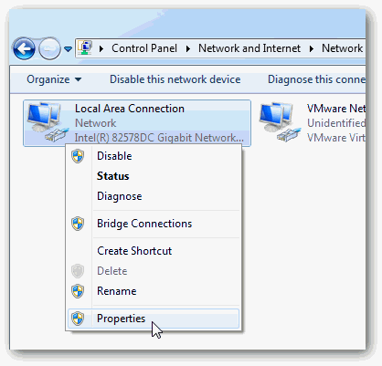 Local Area Connection Properties