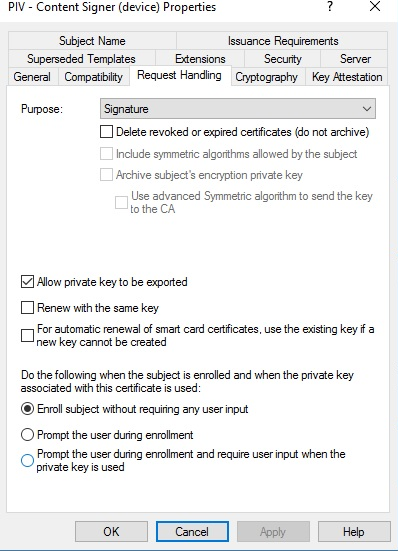Piv Content Signer Request Handling