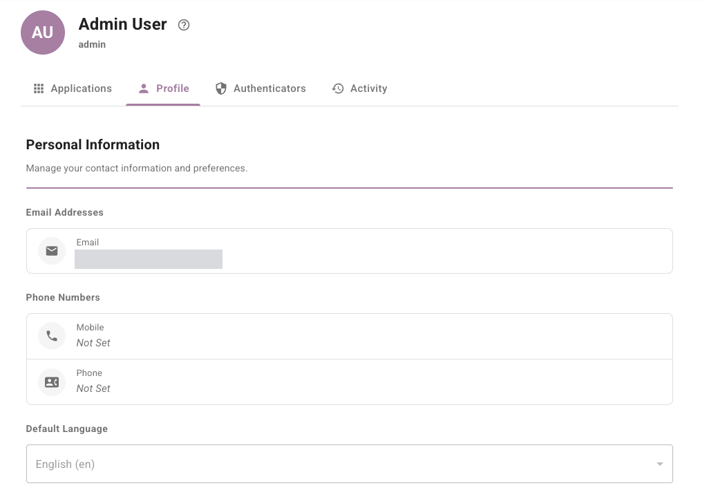 User portal profile view showing profile shell and navigation tabs